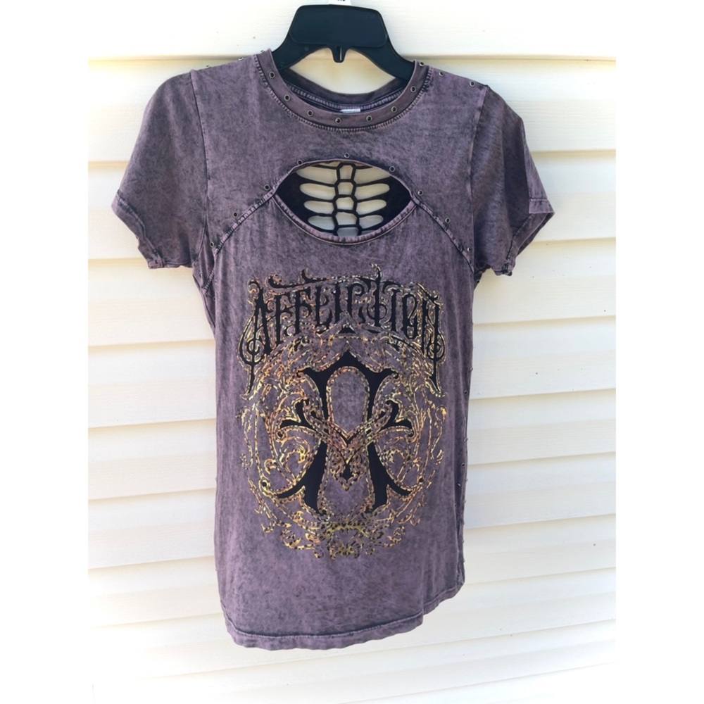Affliction Open Chest & Back Tee Size Large